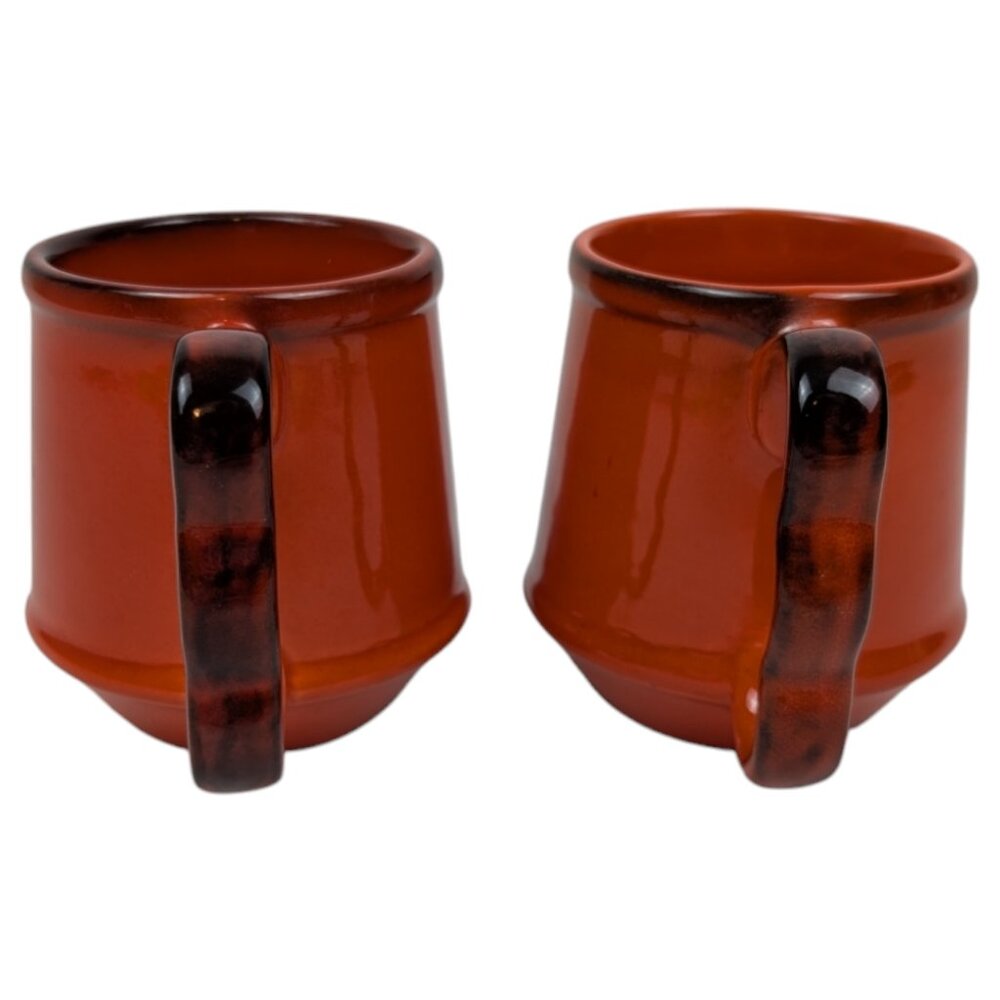 Set of 2 Metlox Poppytrail Red Rooster Small Mug 1960's Retro, Scalloped Handles - Picture 3 of 11